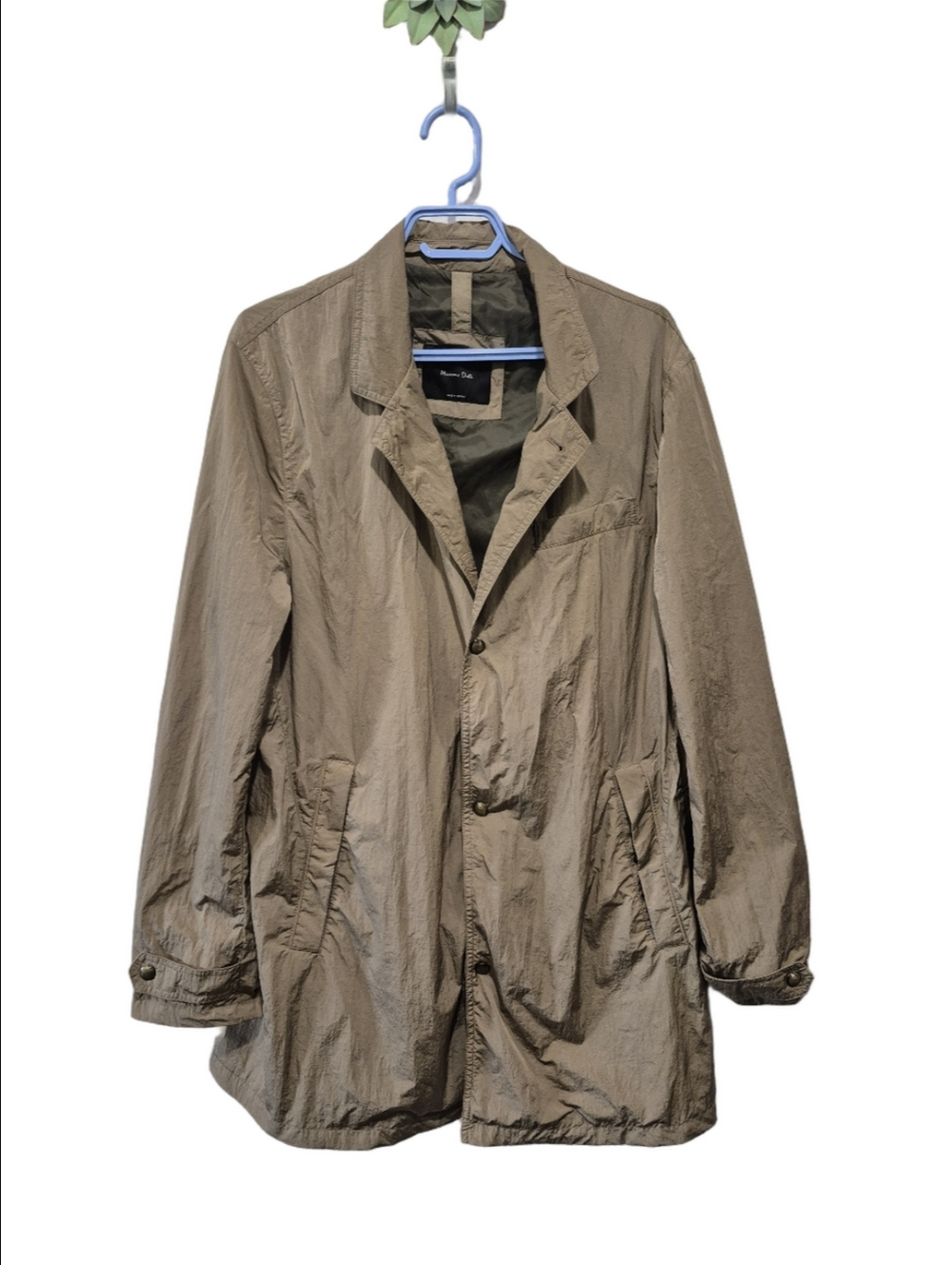 Massimo Dutti Men's Technical Fabric Car Coat Jacket XL - Tan/Olive 3433/095